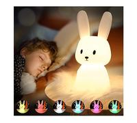 SOLIDEE Lapin Veilleuse Bebe Tactile 7 Couleurs |USB Rechargeable Peut être Chronométré Veilleuse Enfant Deco Lampe Pour Décoration Noël Chambre Enfant Cadeau D'anniversaire