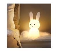 SOLIDEE Veilleuse Bebe Bunny Avec 7 Changements de Lumière Contrôle de tap Recharge USB Fonction Minuterie Lampe de Chevet Pour Chambre D'enfant Cadeau Jouet Veilleuse en Silicone Pour Enfant