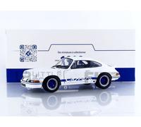 Solido Voiture miniature 1:18 Porsche 911 RSR 1973 - carrosserie détaillée, jantes sport, blanc/bleu
