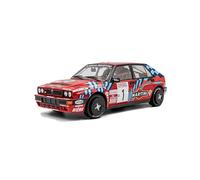 Solido Lancia Delta HF Integrale #1 - Véhicule de Rallye légendaire - Numéro de dossard - Graphique à Rayures - Phare Double Rond - Voiture Miniature Diecast - Rouge - 1:18