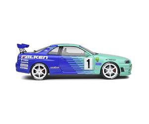 SOLIDO - Nissan Skyline (R34) GT-R Falken Drift Livery - 1999-1/18, Vert/Bleu