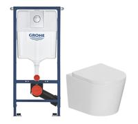 Solido pack WC bâti 4 en 1 + WC suspendu sans bride Ceramia avec abattant SoftClose + plaque (GRRST14WT01-FR)