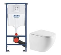 Solido pack WC bâti 4 en 1 + WC suspendu sans bride Swiss Aqua Technologies avec abattant SoftClose + plaque (GRRST67WR01-FR)