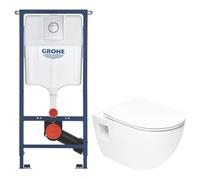 Solido pack WC bâti 4 en 1 + WC suspendu sans bride Swiss Aqua Technologies avec abattant SoftClose + plaque (GRRSTPRWR01-FR)