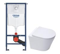 Solido pack WC bâti 4 en 1 + WC suspendu sans bride Swiss Aqua Technologies avec abattant SoftClose + plaque (GRRSTINWR01-FR)
