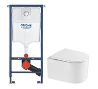 Solido pack WC bâti 4 en 1 + WC suspendu sans bride Swiss Aqua Technologies avec abattant SoftClose + plaque (GRRST72WT01-FR)