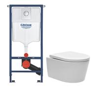 Solido pack WC bâti 4 en 1 + WC suspendu sans bride Swiss Aqua Technologies avec abattant SoftClose + plaque (GRRSTBRWR01-FR)