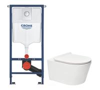 Solido pack WC bâti 4 en 1 + WC suspendu sans bride Swiss Aqua Technologies avec abattant SoftClose + plaque (GRRSTBRWR02-FR)