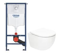 Solido pack WC bâti 4 en 1 + WC suspendu sans bride Swiss Aqua Technologies avec abattant SoftClose + plaque (GRRSTFUWT01-FR)