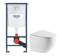 Solido pack WC bâti 4 en 1 + WC suspendu sans bride Swiss Aqua Technologies avec abattant SoftClose + plaque (GRRST67WT01-FR)