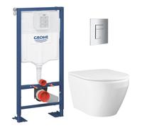 Solido pack WC bâti autoportant + WC sans bride Grohe avec fixations invisibles et abattant SoftClose + plaque (GRGRWR01-FR-FS)