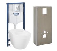 Solido + pack WC bâti-support 4 en 1 + WC suspendu sans bride Grohe avec abattant SoftClose + plaque (GRGRWR02-FR)
