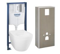 Solido + pack WC bâti-support 4 en 1 + WC suspendu sans bride Grohe avec abattant SoftClose + plaque (GRGRWR01-FR)