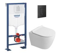 Solido pack WC bâti-support autoportant + WC suspendu Ceramia PixL + abattant SoftClose + plaque noir (GRCEPXWT03-FR)