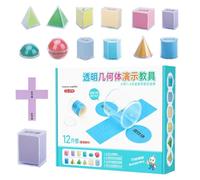 Sólidos Geométricos - PP 25x20.5x5.5cm Figuras Matemáticas | Material Didáctico Educativo Para Pensamiento Espacial Aprendizaje Infantil Preescolar Primaria | Juego Cognitivo Aula Hogar