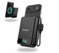SolidSafe BMX Batterie externe semi-solide 10 000 mAh Noir | Sécurité semi-solide ; 10 000 mAh compatible MagSafe Qi2 15 W pour iPhone 17/16/15/14/13/12 ; double USB-C 30 W ; LCD couleur