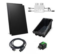 SOLIDSPARK Kit Solaire Plug & Play 1000W - Prêt à Brancher - 2 Panneaux 500W Ultra Black HPBC - Station Solaire Autoconsommation au Sol ou Toit Plat - Micro-onduleur & Prise Connectée, Garantie 30 Ans