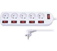Solight Câble d'extension blanc, 6x interrupteur, 5 prises, 3m PP144