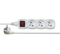 Solight Câble d'extension blanc, interrupteur, 3 prises, 10m PP16