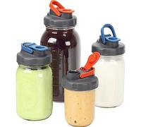 Soligt Lot de 4 couvercles de bocaux Mason à large ouverture pour bocaux Mason de la marque Ball - Anti-fuite et hermétique - Pour boire, vinaigrette et stockage des aliments