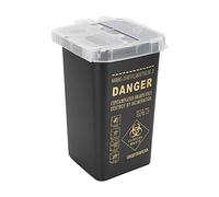 Solinder Boîte à Déchets de Lames Jetables, 1 L Rouge pour une élimination Sûre des Outils de Tatouage avec Mots Imprimés, Coque Robuste (Noire)