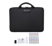 Solinder Boîte à Documents Ignifuge, Organiseur de Fichiers étanche à Coque Rigide avec Serrure 3 Chiffres et 13 Poches, pour Certificats de Passeport, Clés USB