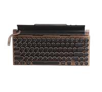 Solinder Clavier Mécanique de Machine à écrire à Quatre Axes Ronds, Clavier Rétro RVB 83 Touches avec Revêtement en Cuir pour Les Jeux et Le Bureau, Mécanique sans Fil pour, Wind (Couleur du Bois)