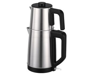Solinder Cuiseur à thé Turc, Bouilloire électrique à Double Pot en Acier Inoxydable de qualité Supérieure pour une Préparation Parfaite du thé