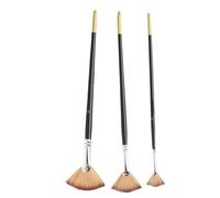 Solinder Ensemble de Pinceaux en éventail à Poils Souples, Manche Long, Bonne ténacité pour L'école D'Art, 3 Pinceaux en éventail pour Nail Art, Peinture du Visage Acrylique