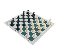 Solinder Jeu D'échecs Standard International avec de Grandes Pièces D'échecs en Plastique pour Un Jeu Compétitif - Échiquier Portable Vert et Blanc 34 X 34 Cm