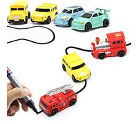 Solinder Jouet éducatif Inductif de Voiture et Camion pour Enfants, Suivez n'importe Quelle Ligne Noire Dessinée, Mini Jouet pour la Pensée Logique et la capacité D'organisation, Matériau ABS (comme