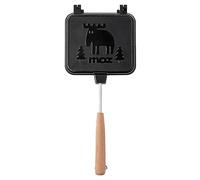 Solinder Machine à pain portable avec gril à fromage amovible des deux côtés, poignée en bois de camping et fonction toast