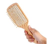 Solinder Peigne à Cheveux en Bois, Brosse à Cheveux Durable pour le Soin et le Massage du Cuir Chevelu, Noir avec Blanc, 9,9 * 3,2 Pouces, Lavage la Main L'eau Froide L'aide (Blanche)
