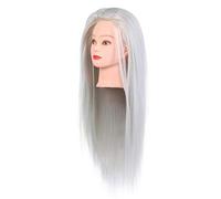 Solinder Poupées Mannequins avec Aspect Naturel et Fibre de Haute qualité, Tête de Formation Cheveux 60 Cm pour Couper, Tresser, Concevoir (Gris fumé)
