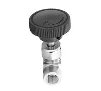 Solinder Vanne à Pointeau Droit à Filetage Femelle BSPP en Acier Inoxydable Poignée Noire de 0,25 Pouces, Joint Robuste pour la Transmission D'eau, de Gaz et D' avec Robinet Tournant