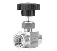 Solinder Vanne à Pointeau Droit à Filetage Femelle BSPP en Acier Inoxydable Poignée Noire de 0,25 Pouces, Joint Robuste pour la Transmission D'eau, de Gaz et D' avec Robinet Tournant