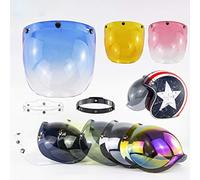 Solinder Visière de Casque, écran Bulle en Verre PC | Coupe-vent, protection UV, convient à trois casques à pression, durable, conception rabattable