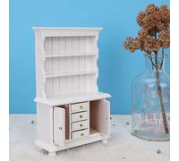 Solinder Vitrine de Maison de Poupée en Bois à Trois Niveaux pour Accessoires Maison Poupée, Mini Armoire, Bibliothèque, Excellente Décoration et Accessoire pour Enfants (Blanc)