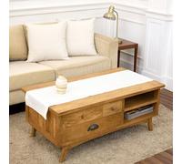 Solino Home Chemin de Table Blanc de 122,9 cm - Ourlet à Jour en Coton et Lin - Idéal pour Tables de Commode - Été, Automne, Halloween - 35,6 x 122,9 cm