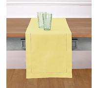 Solino Home Chemin de Table Jaune de 122,9 cm - Ourlet à Jour en Coton et Lin - Idéal pour Tables de Commode - Été - 35,6 x 122,9 cm