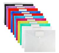 Solinorex 12 Pièces Pochette Plastique A4 - Classeur Pochettes 12 Couleurs丨Organisateur Document, Pochette Rangement A4 Étanche pour Bureau, École et Maison