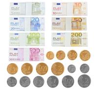 Solinorex Ensemble d'argent Jouet de 175 Pièces en Design avec 7 Niveaux de Valeur et 16 Pièces de Monnaie - Set Pédagogique d'apprentissage de l'argent pour Enfants pour l'Éducation Financière