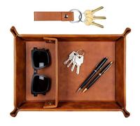 Solinorex Vide-Poches Cuir Cadeau pour Papa, Personnalisable DIY Plateau en Cuir Synthétique pour Clés, Bijoux, Montre, Organisateur de Bureau pour Homme