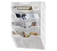 Solinxe Porte Document Mural 5 Étages en Métal - Organisateur de Bureau A4 avec Support de Rangement pour Papiers, Revues et Fichiers, Blanc (Bureaux, École, Maison)