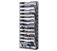 Solinxe Porte Documents Mural 12 Étages en Métal - Organisateur de Bureau Porte Revues avec Support A4 pour Papiers, Courrier, Fichiers - Bannette de Rangement, Noir (Bureau, École, Maison)