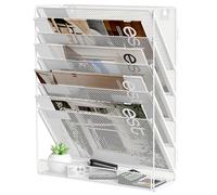 Solinxe Porte Documents Mural 6 Étages en Métal - Organisateur de Bureau Porte Revues avec Support A4 pour Papiers, Courrier, Fichiers - Bannette de Rangement, Blanc (Bureau, École, Maison)