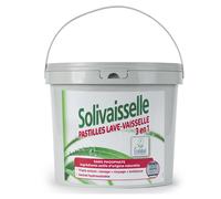 Solipro Tablettes de lavage en lave-vaisselle Solivaisselle écologiques 3 en 1 - seau de 2,7 kg 150 tablettes