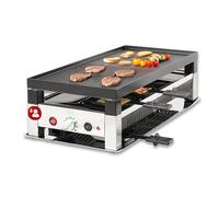 Solis Table Grill 791 5 en 1 Appareil à raclette pour 8 personnes - Raclette + grill de table + wok + grill à pizza + crêpes - Barbecue électrique - 1400 W - Acier inoxydable