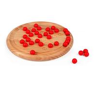 Solitaire en bois - Loisirs Nouveaux - Solitaire - Billes rouges - Jeu de société - Jeu traditionnel