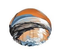 Solitary Sunset Shore Bonnet de douche double couche imperméable pour homme et femme - Protection des cheveux pour le bain, masques faciaux, spa